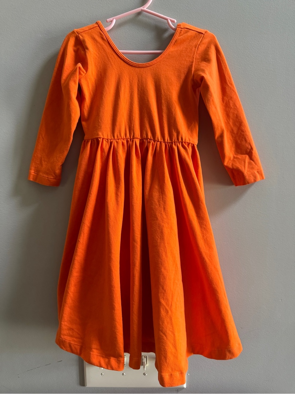 Alice + Ames Ballet Dress-3/4 Sleeve Orange Everyday Twirl Dress